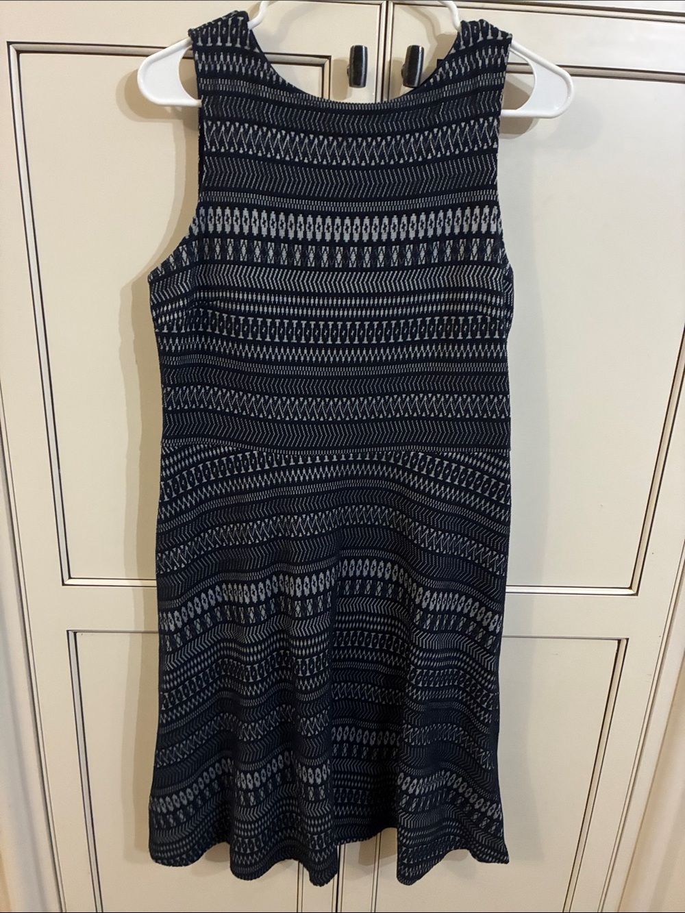 Banana Republic Navy and White Patterned Sleeveless A-Line Dress